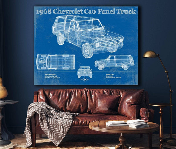 Cutler West 1968 Chevy C10 Pickup Panel Truck Vintage Blueprint