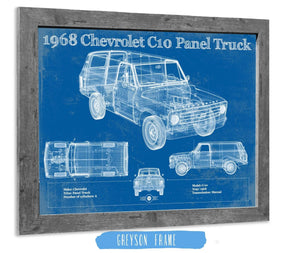 14" x 11" / Greyson Frame Cutler West 1968 Chevy C10 Pickup Panel Truck Vintage Blueprint