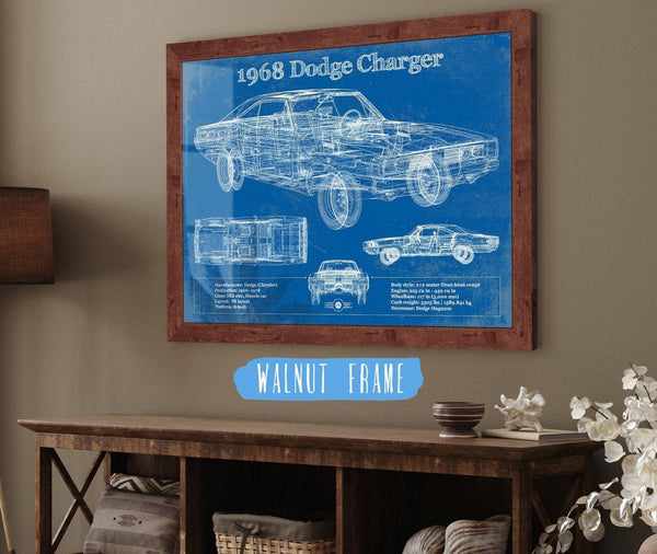 Cutler West 1968 Dodge Charger Vintage Blueprint Auto Print