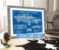 Cutler West Dodge Collection 14" x 11" / Greyson Frame & Mat 1968 Dodge Charger Vintage Blueprint Auto Print 933311008_42475