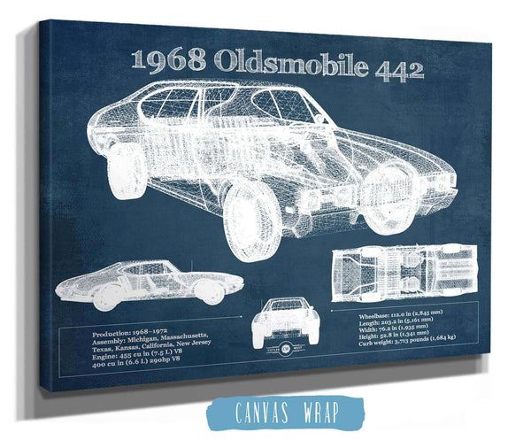 Cutler West 1968 Oldsmobile 442 Vintage Blueprint Auto Print