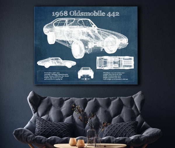 Cutler West 1968 Oldsmobile 442 Vintage Blueprint Auto Print