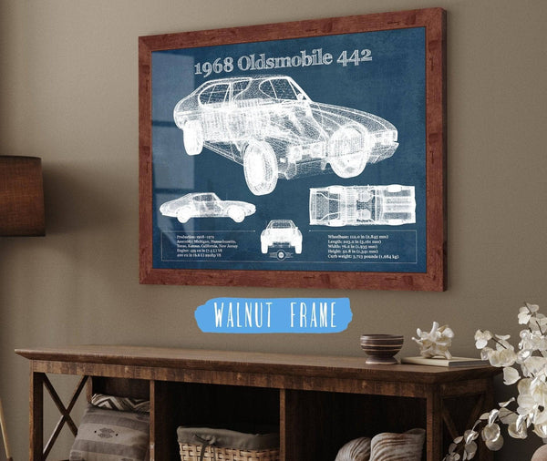 Cutler West 1968 Oldsmobile 442 Vintage Blueprint Auto Print