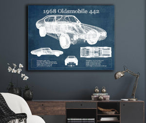 Cutler West 1968 Oldsmobile 442 Vintage Blueprint Auto Print