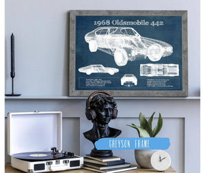 Cutler West 1968 Oldsmobile 442 Vintage Blueprint Auto Print