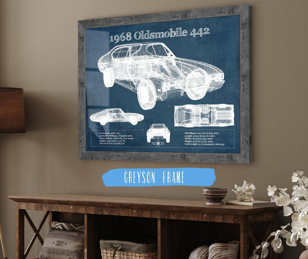 Cutler West 1968 Oldsmobile 442 Vintage Blueprint Auto Print