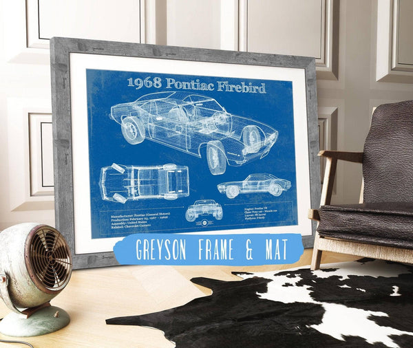 14" x 11" / Greyson Frame & Mat Cutler West 1968 Pontiac Firebird Vintage Auto Print