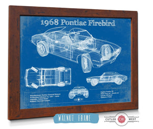 20" x 16" / Walnut Frame Cutler West 1968 Pontiac Firebird Vintage Auto Print