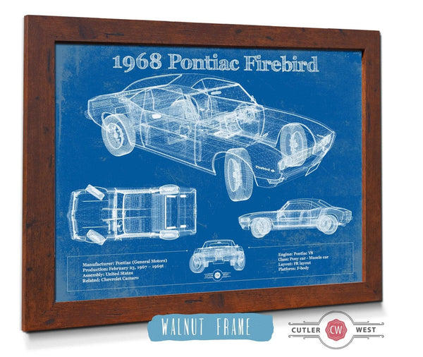 20" x 16" / Walnut Frame Cutler West 1968 Pontiac Firebird Vintage Auto Print