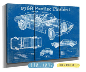 36" x 24" / 3 Panel Canvas Wrap Cutler West 1968 Pontiac Firebird Vintage Auto Print
