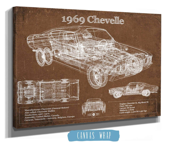 Cutler West Chevrolet Collection 1969 Chevrolet Chevelle Malibu Original Blueprint Art