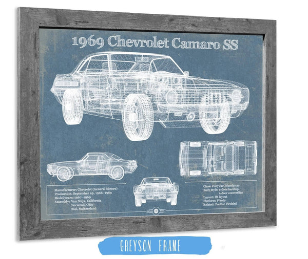 14" x 11" / Greyson Frame Cutler West 1969 Chevrolet Camaro SS Original Vintage Car Print