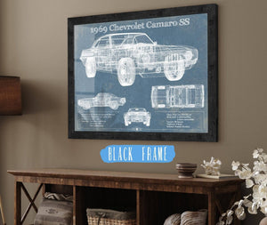 20" x 16" / Black Frame Cutler West 1969 Chevrolet Camaro SS Original Vintage Car Print