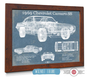 20" x 16" / Walnut Frame Cutler West 1969 Chevrolet Camaro SS Original Vintage Car Print