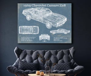 Cutler West 1969 Chevrolet Camaro Z28 Blueprint Vintage Auto Patent Print