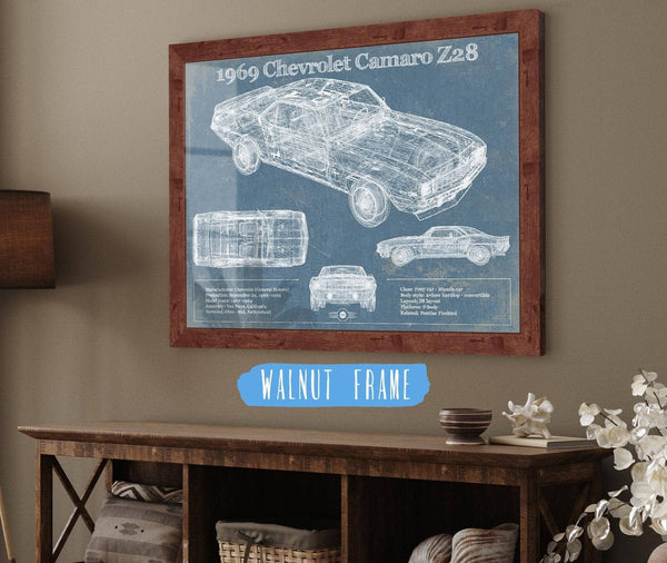Cutler West 1969 Chevrolet Camaro Z28 Blueprint Vintage Auto Patent Print