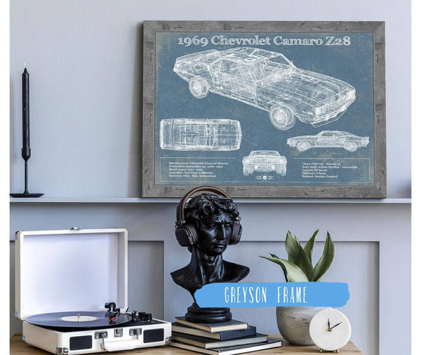 Cutler West 1969 Chevrolet Camaro Z28 Blueprint Vintage Auto Patent Print
