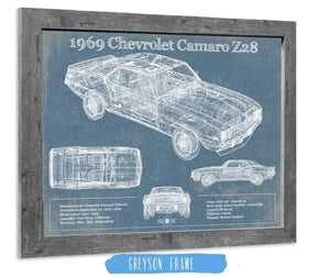 14" x 11" / Greyson Frame Cutler West 1969 Chevrolet Camaro Z28 Blueprint Vintage Auto Patent Print