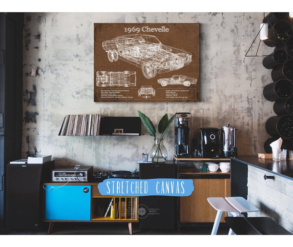 Cutler West 1969 Chevrolet Chevelle Malibu Original Blueprint Art