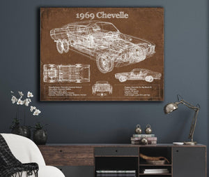 Cutler West 1969 Chevrolet Chevelle Malibu Original Blueprint Art