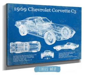 Cutler West 1969 Chevrolet Corvette C3 Blueprint Vintage Auto Print