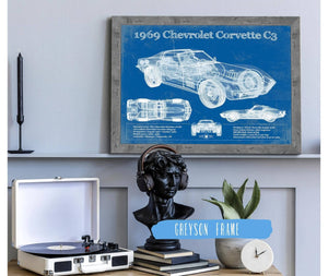 Cutler West 1969 Chevrolet Corvette C3 Blueprint Vintage Auto Print