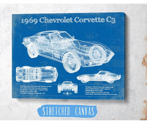 Cutler West 1969 Chevrolet Corvette C3 Blueprint Vintage Auto Print