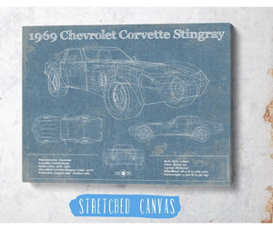 Cutler West 1969 Chevrolet Corvette Stingray Vintage Blueprint Auto Print