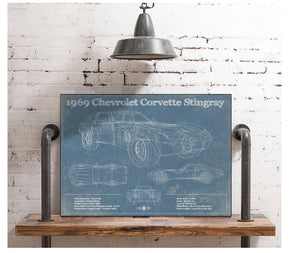 Cutler West 1969 Chevrolet Corvette Stingray Vintage Blueprint Auto Print