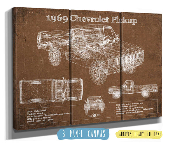 Cutler West 1969 Chevy Shortbox Pickup Vintage Blueprint Auto Print