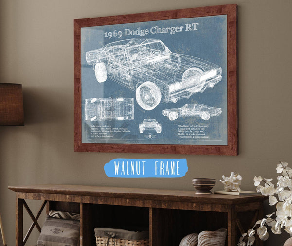 Cutler West 1969 Dodge Charger R/T Blueprint Vintage Auto Print