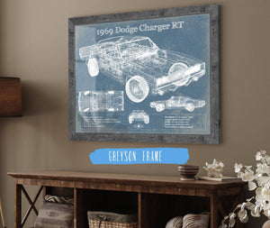 Cutler West 1969 Dodge Charger R/T Blueprint Vintage Auto Print