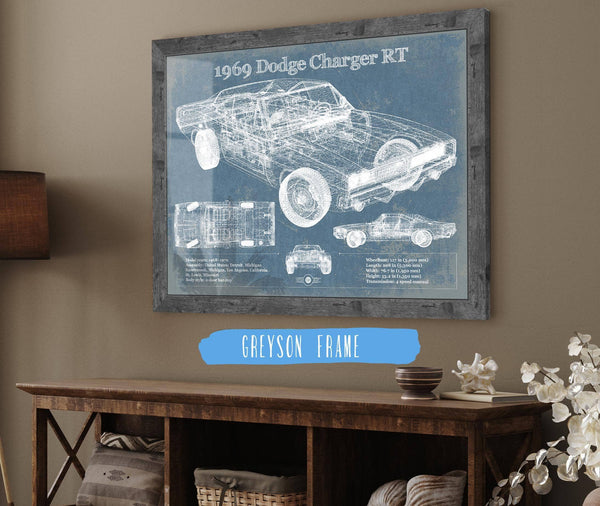 Cutler West 1969 Dodge Charger R/T Blueprint Vintage Auto Print
