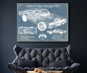 Cutler West 1969 Dodge Charger R/T Blueprint Vintage Auto Print