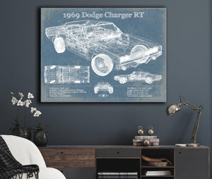 Cutler West 1969 Dodge Charger R/T Blueprint Vintage Auto Print