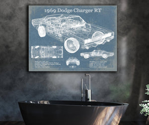 Cutler West 1969 Dodge Charger R/T Blueprint Vintage Auto Print