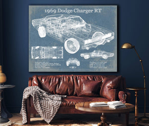 Cutler West 1969 Dodge Charger R/T Blueprint Vintage Auto Print