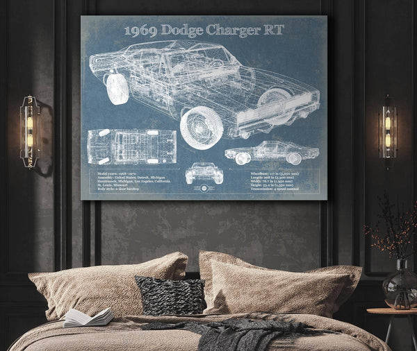 Cutler West 1969 Dodge Charger R/T Blueprint Vintage Auto Print