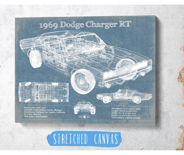Cutler West 1969 Dodge Charger R/T Blueprint Vintage Auto Print