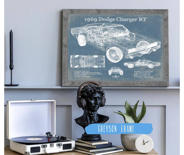 Cutler West 1969 Dodge Charger R/T Blueprint Vintage Auto Print