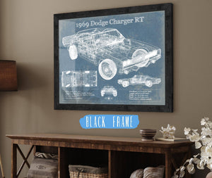 20" x 16" / Black Frame Cutler West 1969 Dodge Charger R/T Blueprint Vintage Auto Print