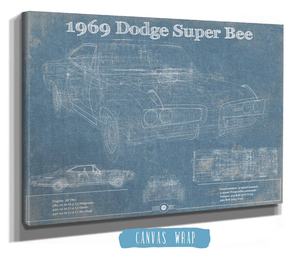 Cutler West 1969 Dodge Super Bee Blueprint Vintage Auto Print