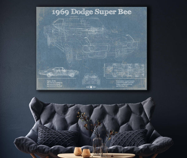 Cutler West 1969 Dodge Super Bee Blueprint Vintage Auto Print