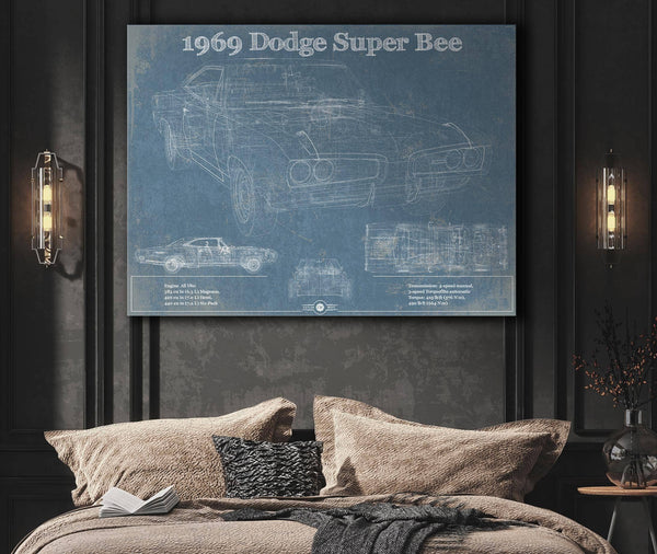 Cutler West 1969 Dodge Super Bee Blueprint Vintage Auto Print