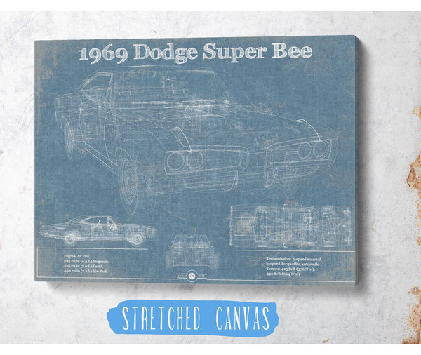 Cutler West 1969 Dodge Super Bee Blueprint Vintage Auto Print