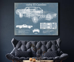 Cutler West 1969 El Camino Vintage Blueprint Auto Print