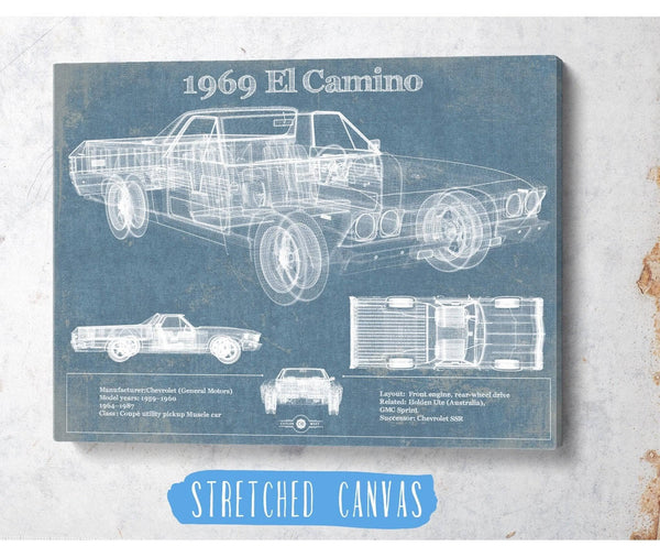 Cutler West 1969 El Camino Vintage Blueprint Auto Print