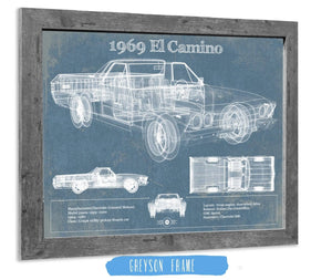 14" x 11" / Greyson Frame Cutler West 1969 El Camino Vintage Blueprint Auto Print