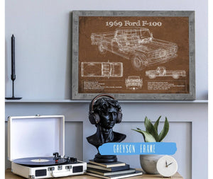 Cutler West 1969 Ford F-100 Pickup Vintage Blueprint Auto Print