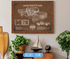 Cutler West 1969 Ford F-100 Pickup Vintage Blueprint Auto Print